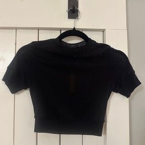 Skims Black Mesh Crop Top NWT